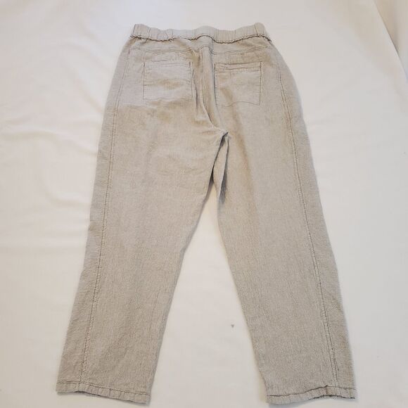 Hei Hei Anthropologie 100% Linen Francois Cropped Pull On Pants Size S Cream - Picture 2 of 8